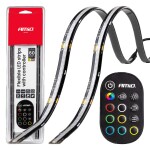 COB LED-remsor för bilar, flerfärgade, rgb, med fjärrkontroll, 2x30cm, 12v, amio-04579