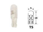 Glödlampa med glasfot 12v t5, b2x4,6d
