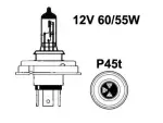 Halogenlampa h4 12v 60/55w (p45t)