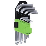 9:e delen. l-sexnyckel. kompl. 1.5. 2. 2.5. 3. 4. 5. 6. 8. 10 mm kort kulspets osv