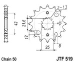 motorcykel kedja kedjehjul första jt 16 tänder