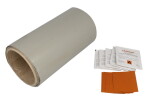 kit för tältreparation (1 x tejp h-plast rulle 220x22cm, 5x fettborttagningsduk, 5x slippapper, bruksanvisning, färg grå)