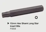 Toptul skruvmejselbit, lång torx 10mmx40, längd: 75mm