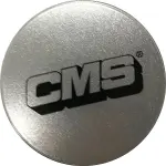 cms kapsel, silver, svart logotyp, 57mm