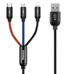 kabel för laddare 3w1 usb-c / lightning / micro 3a 1,2m (svart)