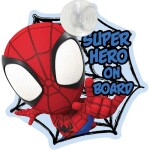 "kid in the car" skylt med sugkopp spyderman